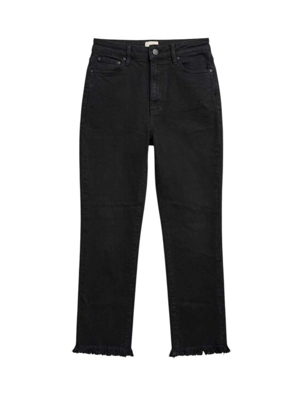 Alice + Olivia AO Black Jeans Luxury Denim Frayed Fringe Hem Straight Size 28
